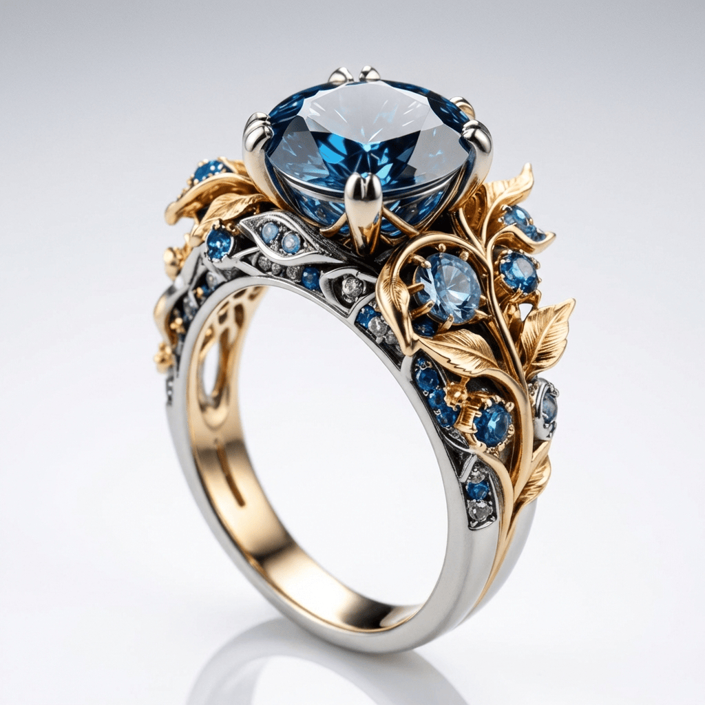 Valerique | Blue Topaz Vintage Statement Ring