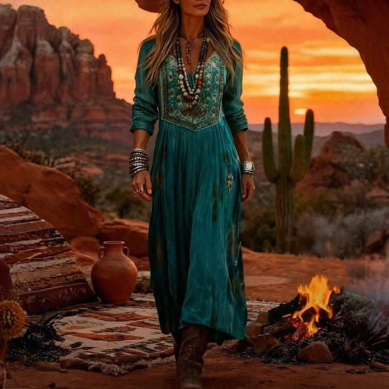 Evelyn | Vintage-Inspired Long Sleeve Casual Dress