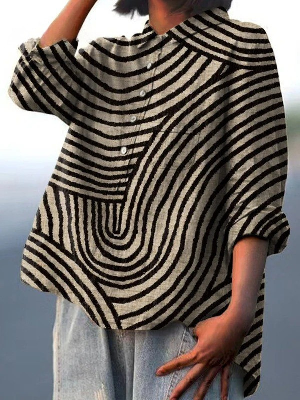 Cecelia | Women's Circular Line Pattern Print Casual  Shirt