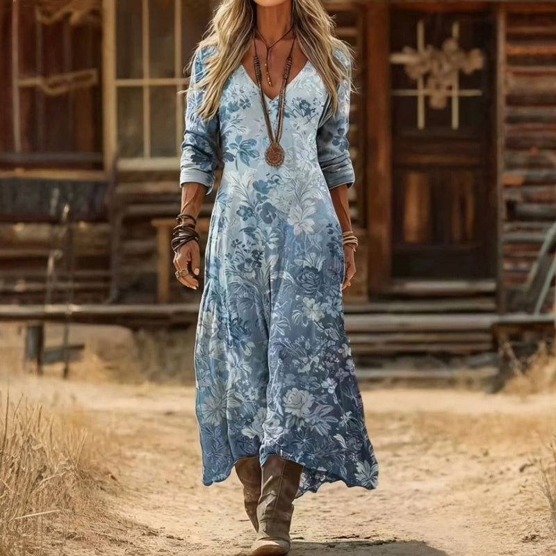 Evelyn | Vintage-Inspired Long Sleeve Casual Dress