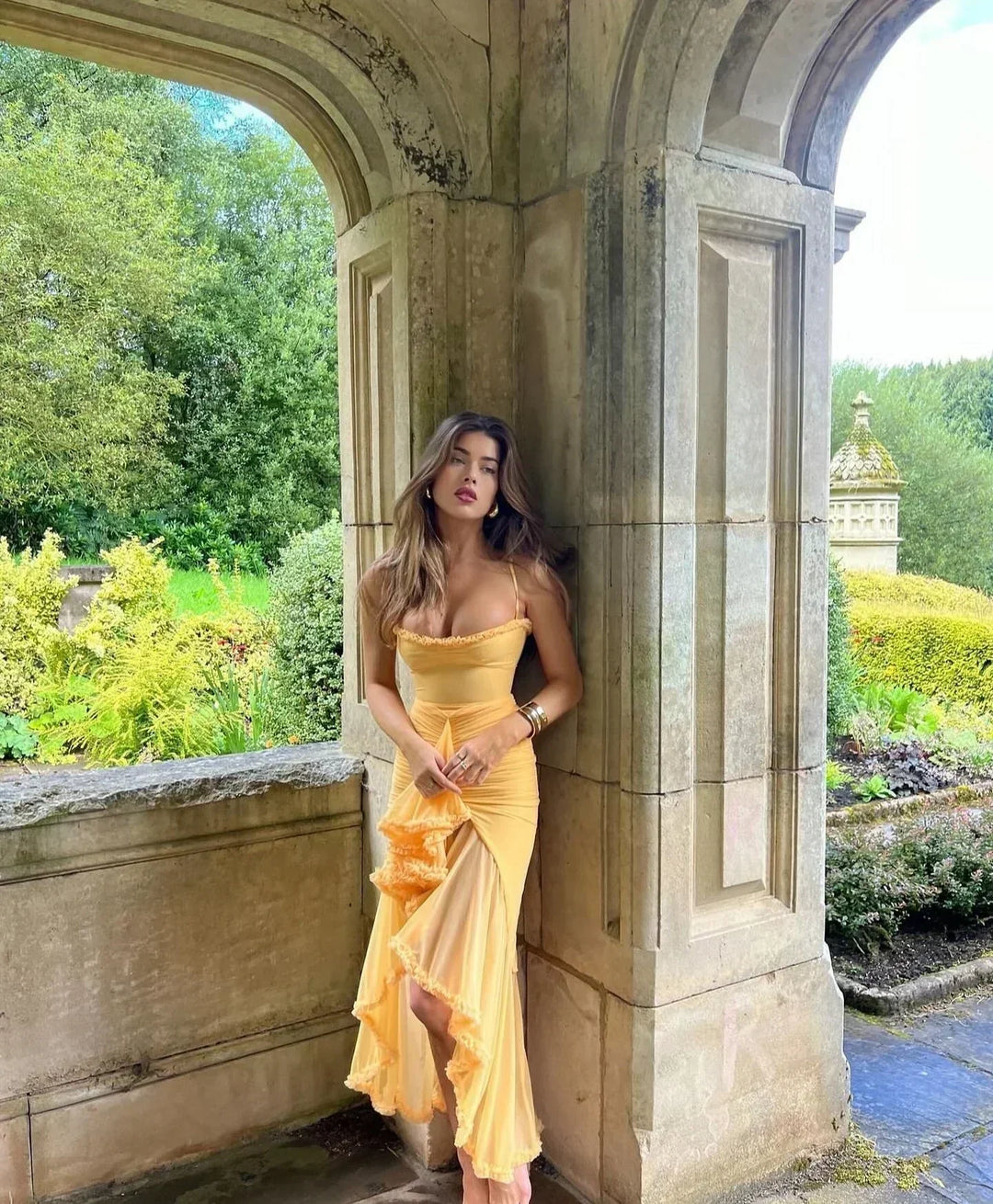 Chloe™ | Yellow Mesh Dress