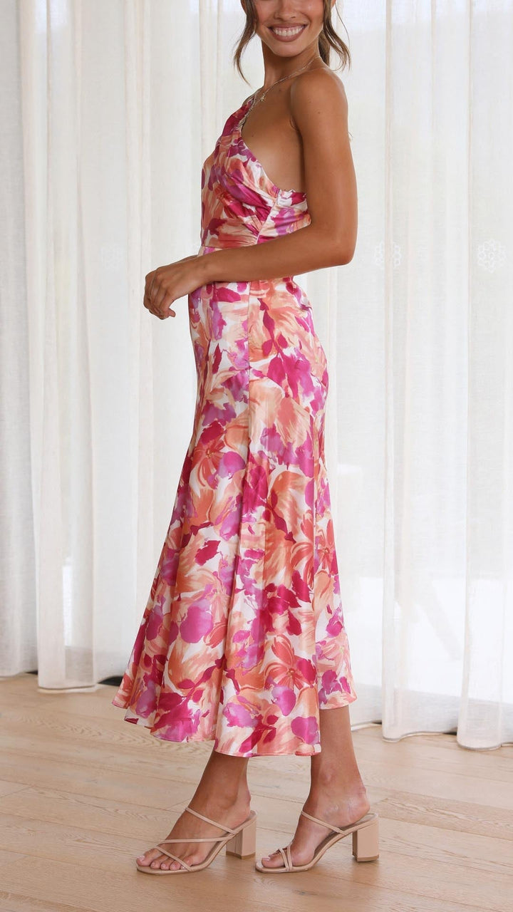 Sophie | Floral One Shoulder Midi Dress