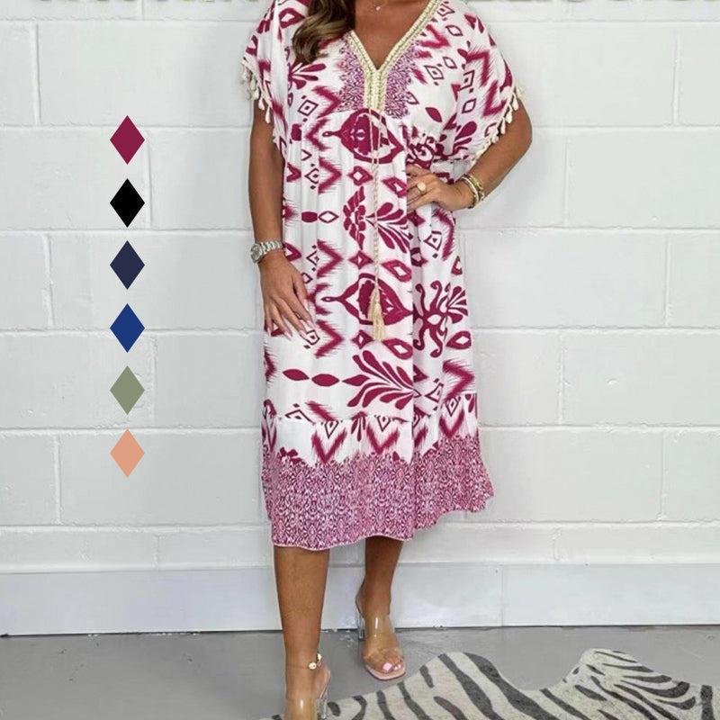 Printed V-Neck Dress