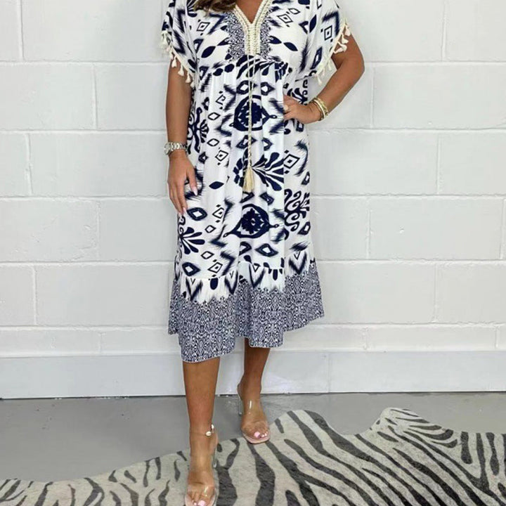 Printed V-Neck Dress