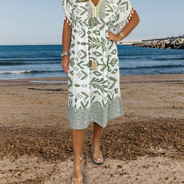 Printed V-Neck Dress