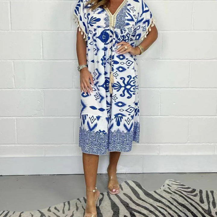 Printed V-Neck Dress