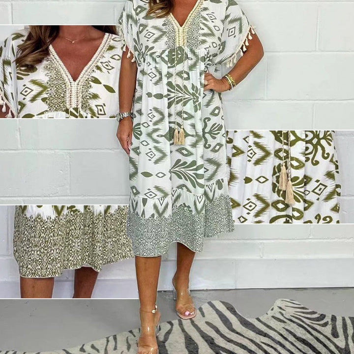 Printed V-Neck Dress